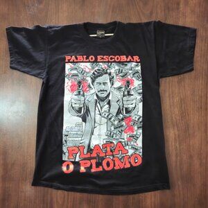 Pablo Escobar "Plata O Plomo" Dual-Sided Graphic Tee Size‎ Large